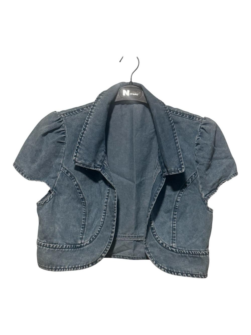 SHEIN Washed Blue Short Sleeve Denim Blazer